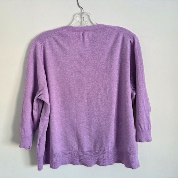 EILEEN FISHER | Organic Cotton Cashmere Sweater Cardigan Buttons Purple Sz XL - Picture 2 of 5